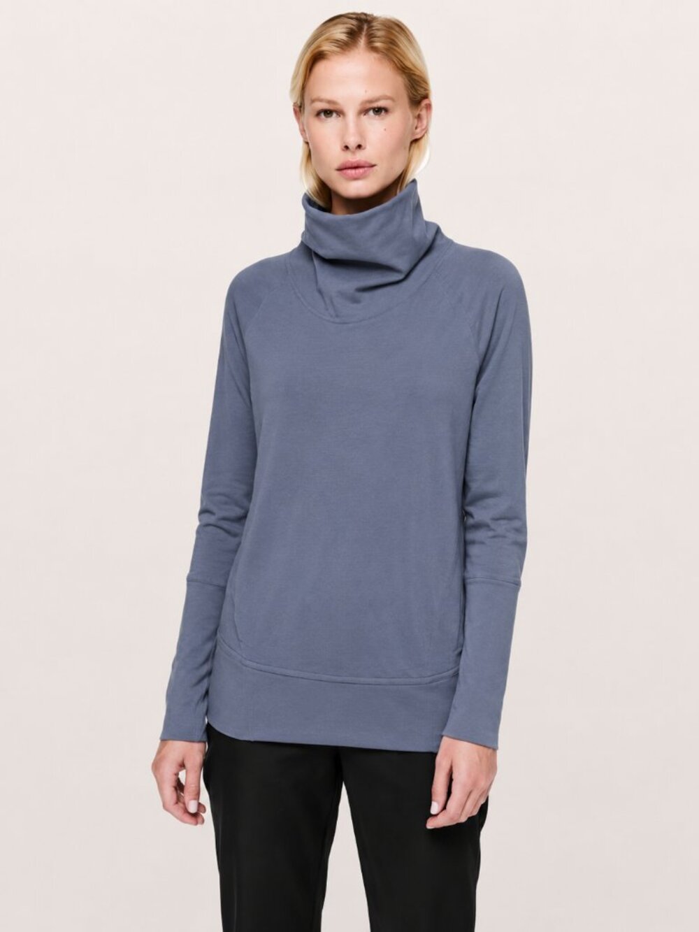 Alo Yoga Blue-Gray Long Sleeve Pullover Hoodie Lightweight - Picture 1 of 6